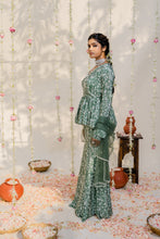 Load image into Gallery viewer, Olive Green Embroidered Peplum Sharara Set