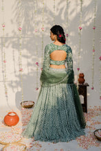 Load image into Gallery viewer, Olive Green Embroidered Lehenga Set