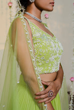 Load image into Gallery viewer, Green Pleated Embroidered Lehenga Set