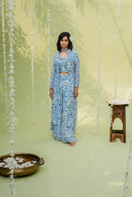 Load image into Gallery viewer, Teal Blue Floral Printed Co-od Set