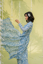 Load image into Gallery viewer, Teal Blue Floral Printed Co-od Set