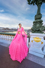 Load image into Gallery viewer, Neon Pink Sequin Lehenga Set