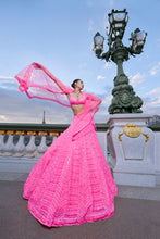 Load image into Gallery viewer, Neon Pink Sequin Lehenga Set