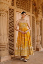 Load image into Gallery viewer, Afraa - Mustard Anarkali Set with Palazzo & Dupatta