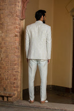 Load image into Gallery viewer, IVORY RAW SILK SHORT EMBROIDERED JACKET WITH VEST AND PANT