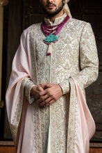 Load image into Gallery viewer, IVORY TAFETTA ACHKAN ALL OVER EMBROIDERED WITH MONGA KURTA AND CHURIDAR
