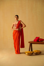 Load image into Gallery viewer, RUMAAN Draped Saree with Blouse & Belt