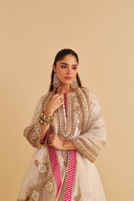 Load image into Gallery viewer, Zoya - Dabka Zardozi Embroidered Rich Banarasi Kalidaar Daisy Ivory Long Chauga Set