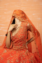 Load image into Gallery viewer, Orange Zardosi Embroidered Lehenga Set