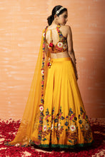 Load image into Gallery viewer, Yellow 3D Lehenga Set