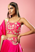 Load image into Gallery viewer, Hot pink hand embroidered lehenga set