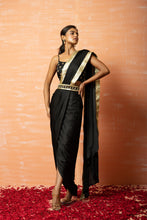 Load image into Gallery viewer, Black Dhoti Saree Set with Belt