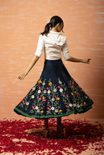 Load image into Gallery viewer, White Shirt and Blue 3D Half Lehenga Set