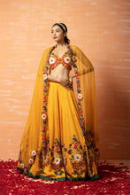 Load image into Gallery viewer, Yellow 3D Lehenga Set