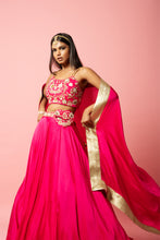 Load image into Gallery viewer, Hot pink hand embroidered lehenga set