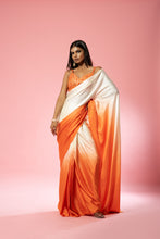 Load image into Gallery viewer, Ivory and orange ombre saree set