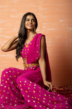 Load image into Gallery viewer, Orange Net Saree with Mirror Work
