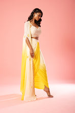 Load image into Gallery viewer, Ivory yellow ombre dhoti set