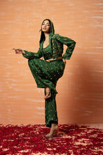 Load image into Gallery viewer, Green Hand Embroidered hoodie and palazozo pant set
