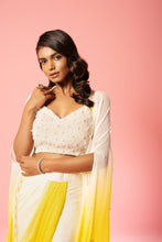 Load image into Gallery viewer, Ivory yellow ombre dhoti set