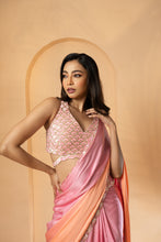 Load image into Gallery viewer, Pink-Peach ombre pre-stitched drape saree
