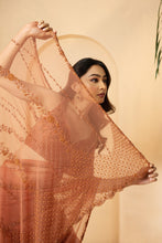 Load image into Gallery viewer, Dust pink embroidered pre-stitched drape saree