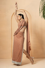 Load image into Gallery viewer, Black embroidered fishtil lehenga with drape twisted dupatta