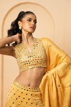 Load image into Gallery viewer, Golden mirror lehenga set