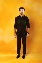Load image into Gallery viewer, Black Shirt Heart Beat Embroidery