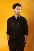 Load image into Gallery viewer, Black Shirt Heart Beat Embroidery