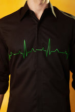 Load image into Gallery viewer, Black Shirt Heart Beat Embroidery