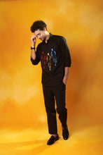 Load image into Gallery viewer, Black Shirt 3 multi coloured Embroidered Mens
