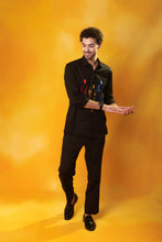 Load image into Gallery viewer, Black Shirt 3 multi coloured Embroidered Mens