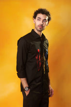 Load image into Gallery viewer, Black Shirt 3 multi coloured Embroidered Mens