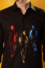 Load image into Gallery viewer, Black Shirt 3 multi coloured Embroidered Mens