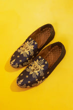 Load image into Gallery viewer, Blue Embroidered Loafers