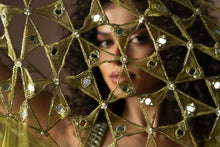 Load image into Gallery viewer, Predraped , mehendi green , hand embroidered net & satin saree