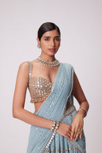 Load image into Gallery viewer, POWDER BLUE MULTI TIER SAREE SET