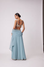 Load image into Gallery viewer, POWDER BLUE MIRROR EMBROIDERED LEHENGA PANTS SET