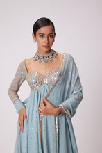 Load image into Gallery viewer, POWDER BLUE HIGH LOW KURTA SET