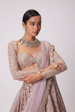 Load image into Gallery viewer, ASH PINK FLOWER EMBROIDERED LEHENGA SET