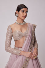 Load image into Gallery viewer, ASH PINK ORGANZA LEHENGA SET