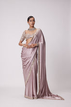 Load image into Gallery viewer, ASH PINK SATIN SAREE SET