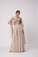Load image into Gallery viewer, LIGHT BEIGE GEORGETTE LEHENGA PANTS SET
