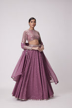 Load image into Gallery viewer, MUD MAUVE HAND EMBROIDERED LEHENGA PANTS SET
