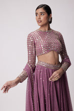 Load image into Gallery viewer, MUD MAUVE HAND EMBROIDERED LEHENGA PANTS SET