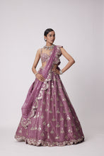 Load image into Gallery viewer, MUD MAUVE SEQUIN EMBROIDERED LEHENGA SET
