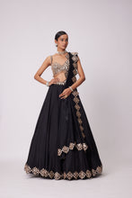 Load image into Gallery viewer, BLACK ORGANZA LEHENGA SET