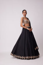 Load image into Gallery viewer, BLACK ORGANZA LEHENGA SET