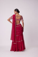 Load image into Gallery viewer, CRIMSON RED MULTI- TIER SAREE SET